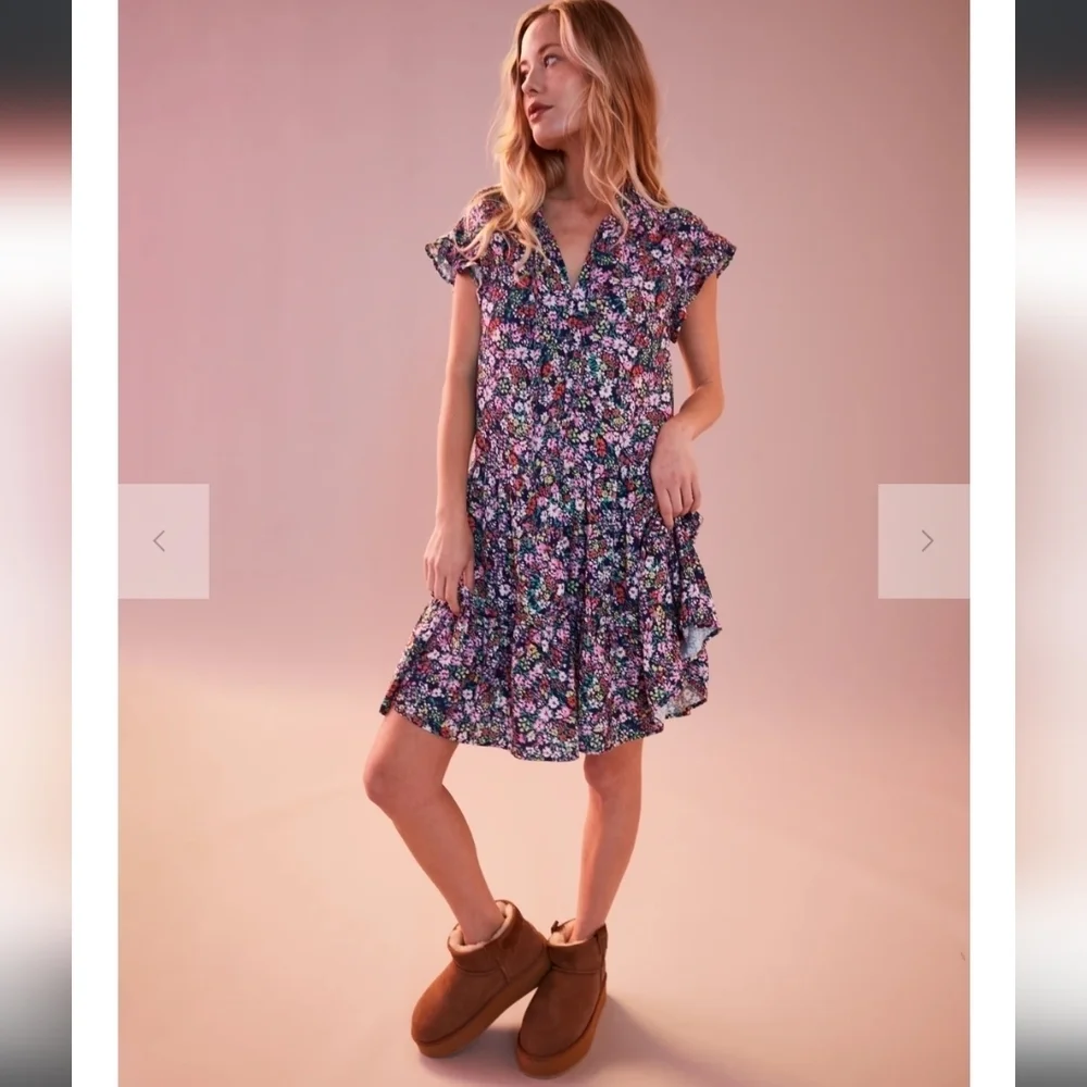 Sundry Mini Field Dress In Deep Navy